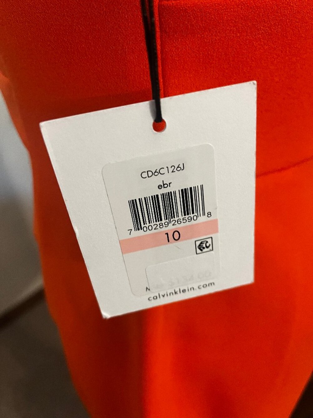 NWT Calvin Klein Orange Ruched Pleated Sheath Dress Size 10 - Picture 14 of 14